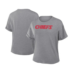 Kansas City Chiefs Women's Swing Pass Tri-Blend Boxy T-Shirt Heather Gray | Fanatics
