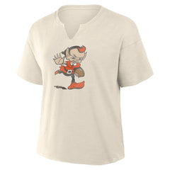 Cleveland Browns Women's Trick Play Slub Boxy T-Shirt Cream | Fanatics