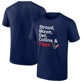 Houston Texans Stroud, Mixon, Dell, Collins & Diggs T-Shirt Navy | NFL