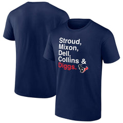 Houston Texans Stroud, Mixon, Dell, Collins & Diggs T-Shirt Navy | NFL