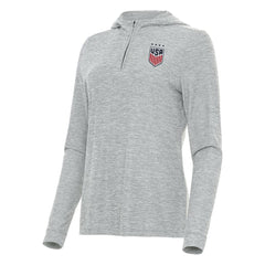 USWNT Antigua Women's Daybreak Quarter-Zip Hoodie Heather Gray - FIFA World CUP