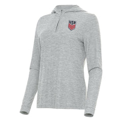 USMNT Antigua Women's Daybreak Quarter-Zip Hoodie Heather Gray - FIFA World CUP