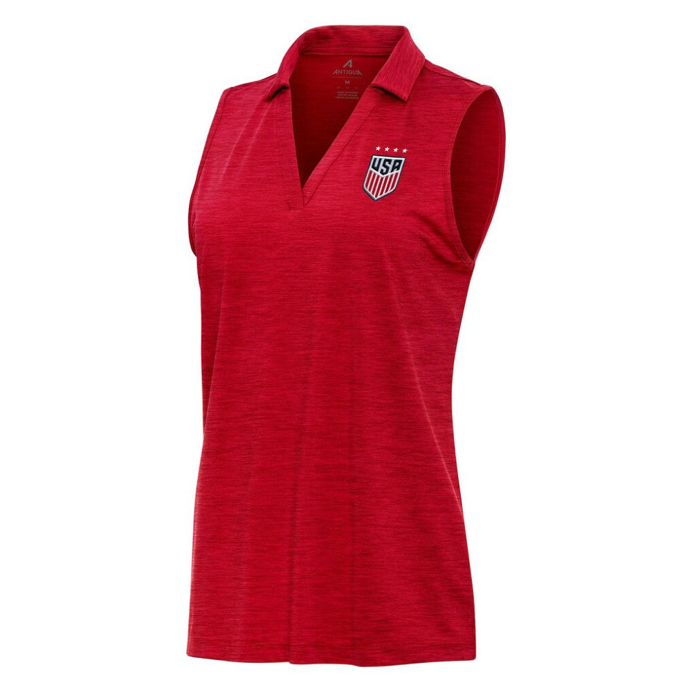 USWNT Antigua Layout Sleeveless V-Neck Polo Heather Red - FIFA World CUP