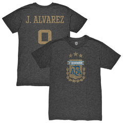 Julián Álvarez Argentina National Team 1863FC Player Retro Tri-Blend T-Shirt Heather Black - FIFA World CUP