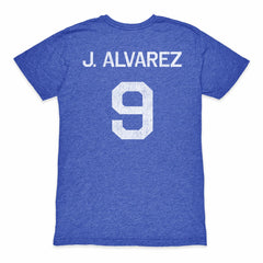 Julián Álvarez Argentina National Team 1863FC Retro Name & Number Tri-Blend T-Shirt Blue - FIFA World CUP