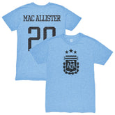 Alexis Mac Allister Argentina National Team 1863FC Player Retro Tri-Blend T-Shirt Light Blue - FIFA World CUP
