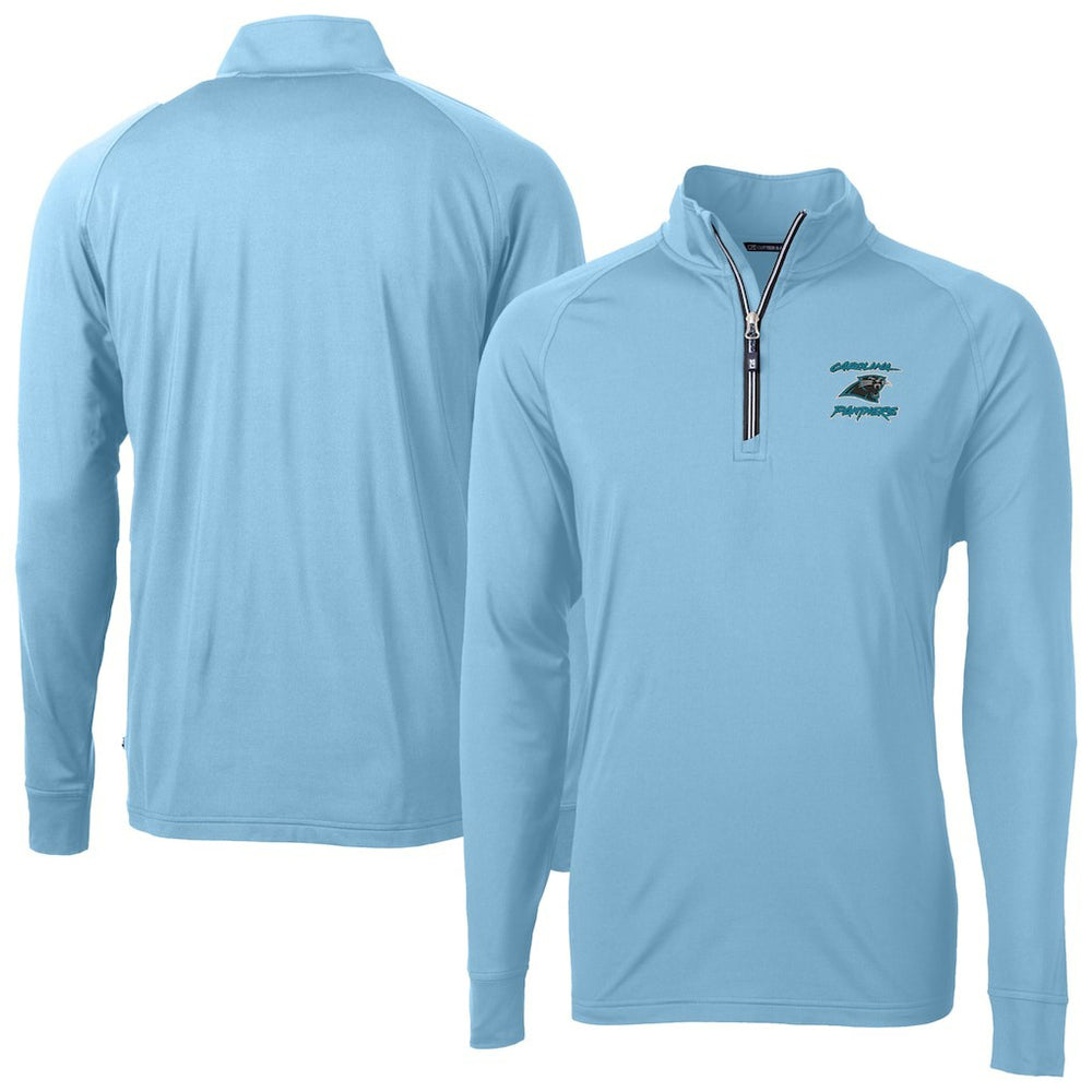 Carolina Panthers Cutter & Buck Adapt Eco Knit Stretch Recycled Raglan Quarter-Zip DryTec Top Light Blue | NFL