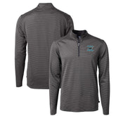 Carolina Panthers Cutter & Buck Virtue Eco Pique Micro Stripe Recycled Quarter-Zip Jacket Black | NFL