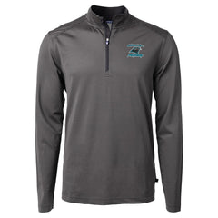 Carolina Panthers Cutter & Buck Virtue Eco Pique Micro Stripe Recycled Quarter-Zip Jacket Black | NFL