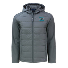 Carolina Panthers Cutter & Buck Evoke Hybrid Eco Softshell Recycled Full-Zip Hoodie Jacket Gray | NFL