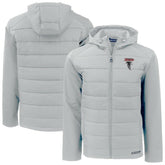 Atlanta Falcons Cutter & Buck Evoke Hybrid Eco Softshell Recycled Full-Zip Hoodie Jacket Light Gray | NFL