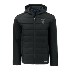 Atlanta Falcons Cutter & Buck Evoke Hybrid Eco Softshell Recycled Full-Zip Hoodie Jacket Black | NFL