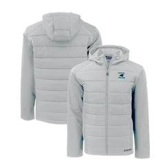 Carolina Panthers Cutter & Buck Evoke Hybrid Eco Softshell Recycled Full-Zip Hoodie Jacket Light Gray | NFL