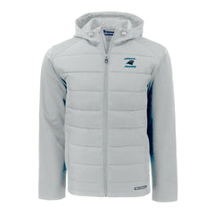 Carolina Panthers Cutter & Buck Evoke Hybrid Eco Softshell Recycled Full-Zip Hoodie Jacket Light Gray | NFL