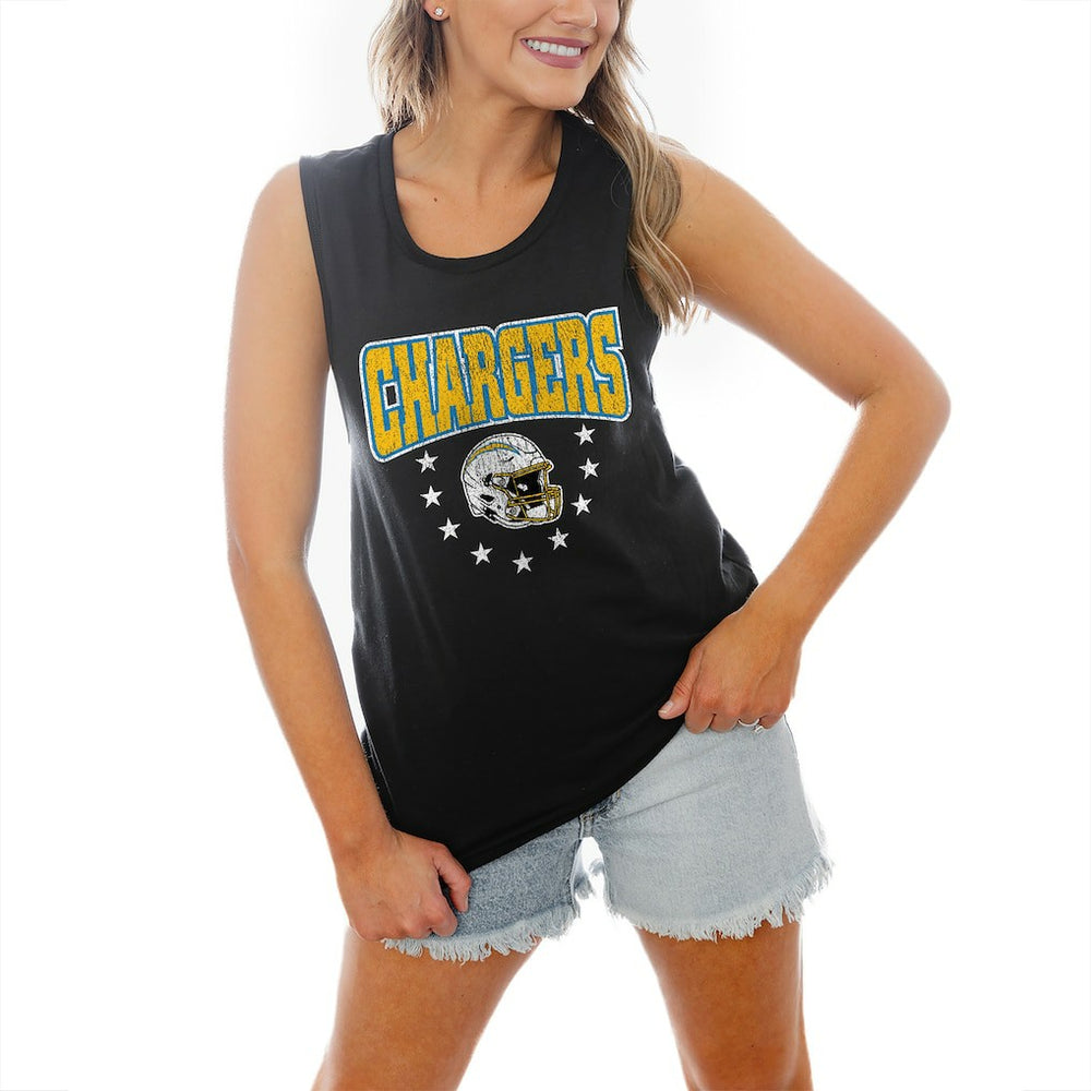 Los Angeles Chargers Gameday Couture Women's Baby You're A Star Racerback Scoop Neck Tapered Tank Top Black | NFL