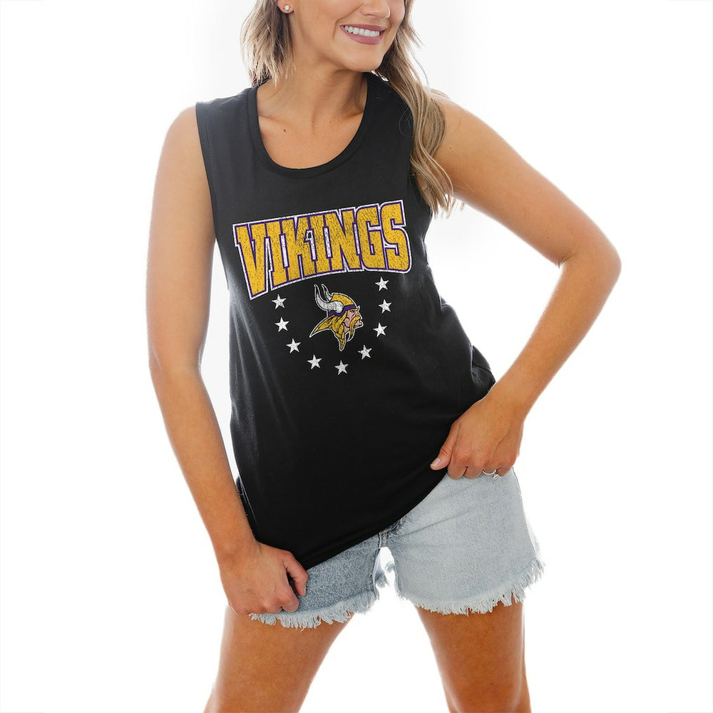 Minnesota Vikings Gameday Couture Women's Baby You're A Star Racerback Scoop Neck Tapered Tank Top Black | NFL
