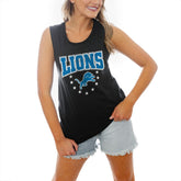 Detroit Lions Gameday Couture Women's Baby You're A Star Racerback Scoop Neck Tapered Tank Top Black | NFL