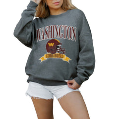 Washington Commanders Gameday Couture Women's Oversized Seal The Deal Premium Fleece Drop Shoulder Pullover Sweatshirt Charcoal | NFL