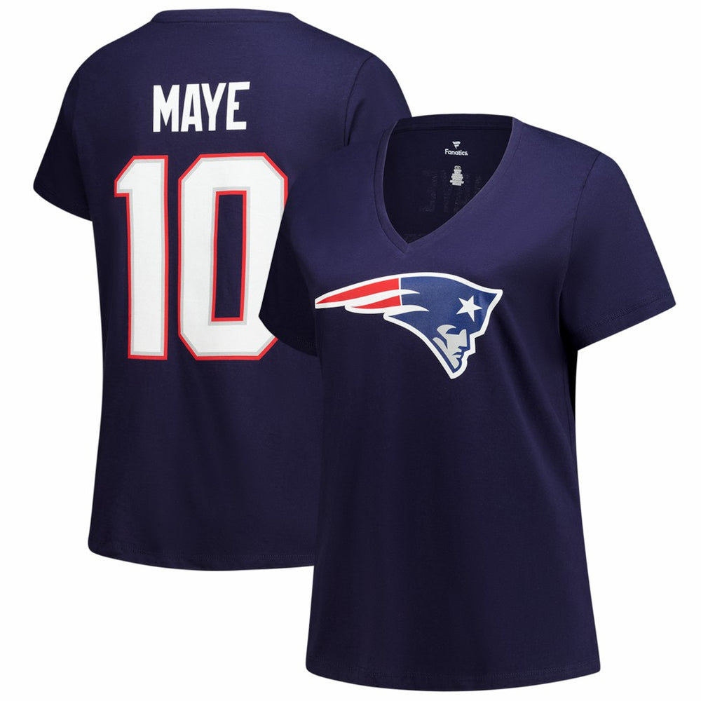 Drake Maye New England Patriots Women's Plus Size Name & Number V-Neck T-Shirt Navy | Fanatics