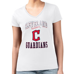Cleveland Guardians G-III 4Her by Carl Banks Women's Super-Slim Fit Lightweight Team Logo Graphic V-Neck T-Shirt - MLB