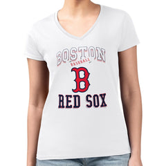 Boston Red Sox G-III 4Her by Carl Banks Women's Super-Slim Fit Lightweight Team Logo Graphic V-Neck T-Shirt - MLB
