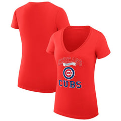 Chicago Cubs G-III 4Her by Carl Banks Women's Super-Slim Fit Lightweight Team Logo Graphic V-Neck T-Shirt - MLB