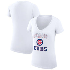 Chicago Cubs G-III 4Her by Carl Banks Women's Super-Slim Fit Lightweight Team Logo Graphic V-Neck T-Shirt - MLB