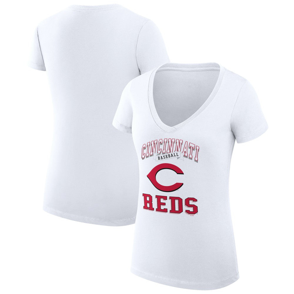 Cincinnati Reds G-III 4Her by Carl Banks Women's Super-Slim Fit Lightweight Team Logo Graphic V-Neck T-Shirt - MLB