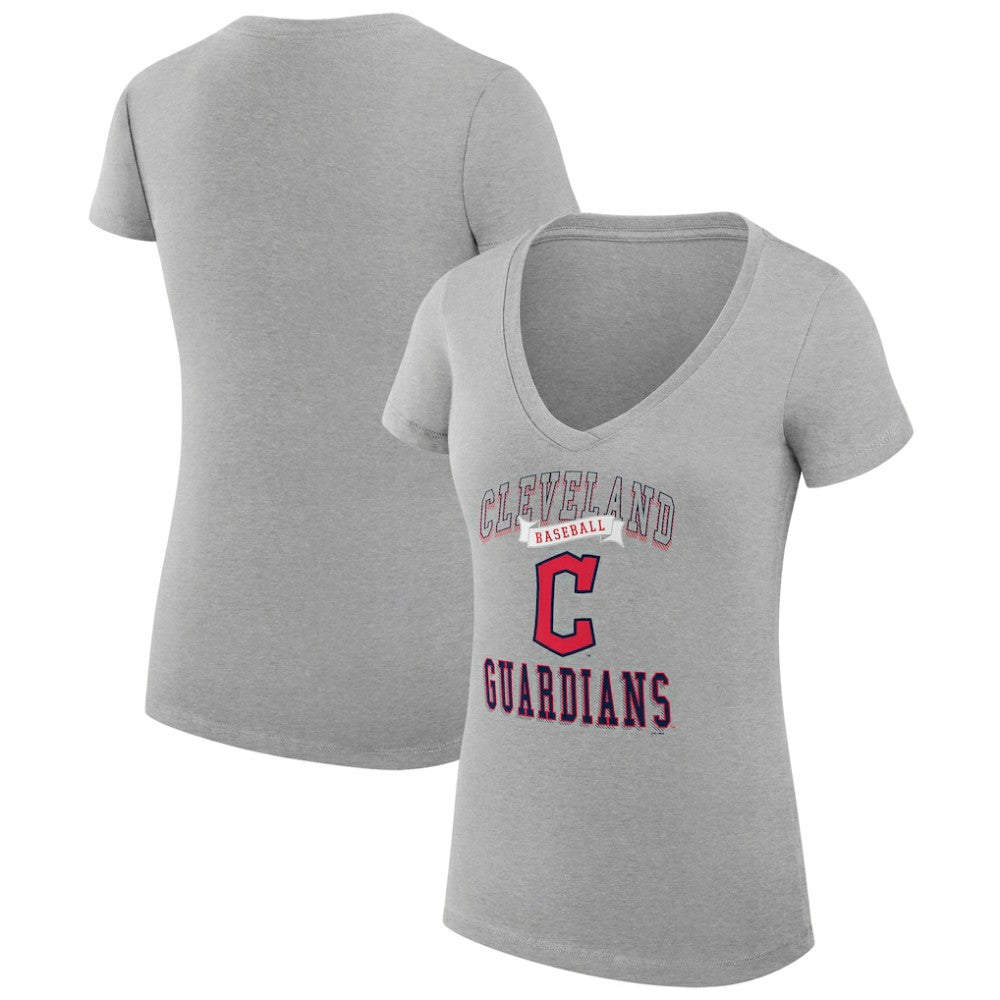 Cleveland Guardians G-III 4Her by Carl Banks Women's Super-Slim Fit Lightweight Team Logo Graphic V-Neck T-Shirt - MLB