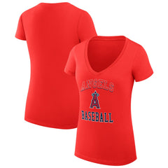 Los Angeles Angels G-III 4Her by Carl Banks Women's Super-Slim Fit Lightweight Team Logo Graphic V-Neck T-Shirt - MLB