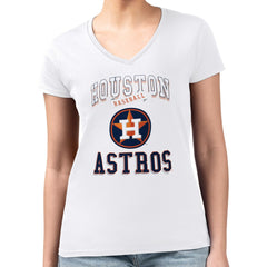 Houston Astros G-III 4Her by Carl Banks Women's Super-Slim Fit Lightweight Team Logo Graphic V-Neck T-Shirt - MLB