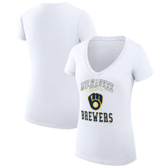Milwaukee Brewers G-III 4Her by Carl Banks Women's Super-Slim Fit Lightweight Team Logo Graphic V-Neck T-Shirt - MLB