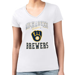 Milwaukee Brewers G-III 4Her by Carl Banks Women's Super-Slim Fit Lightweight Team Logo Graphic V-Neck T-Shirt - MLB