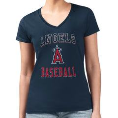 Los Angeles Angels G-III 4Her by Carl Banks Women's Super-Slim Fit Lightweight Team Logo Graphic V-Neck T-Shirt - MLB