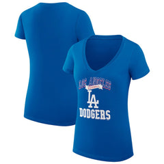Los Angeles Dodgers G-III 4Her by Carl Banks Women's Super-Slim Fit Lightweight Team Logo Graphic V-Neck T-Shirt - MLB