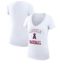 Los Angeles Angels G-III 4Her by Carl Banks Women's Super-Slim Fit Lightweight Team Logo Graphic V-Neck T-Shirt - MLB