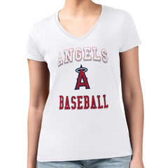 Los Angeles Angels G-III 4Her by Carl Banks Women's Super-Slim Fit Lightweight Team Logo Graphic V-Neck T-Shirt - MLB