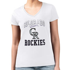Colorado Rockies G-III 4Her by Carl Banks Women's Super-Slim Fit Lightweight Team Logo Graphic V-Neck T-Shirt - MLB