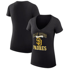 San Diego Padres G-III 4Her by Carl Banks Women's Super-Slim Fit Lightweight Team Logo Graphic V-Neck T-Shirt - MLB