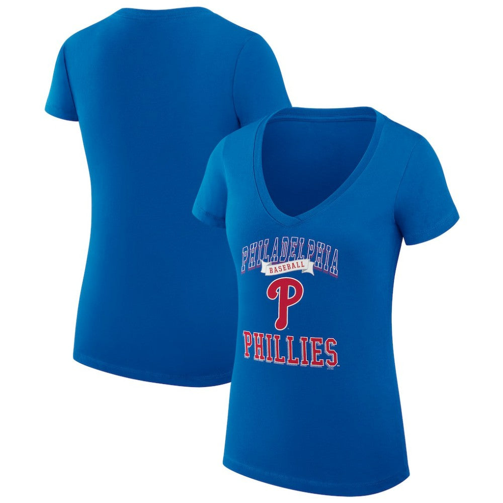 Philadelphia Phillies G-III 4Her by Carl Banks Women's Super-Slim Fit Lightweight Team Logo Graphic V-Neck T-Shirt - MLB