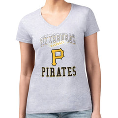 Pittsburgh Pirates G-III 4Her by Carl Banks Women's Super-Slim Fit Lightweight Team Logo Graphic V-Neck T-Shirt - MLB