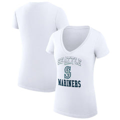 Seattle Mariners G-III 4Her by Carl Banks Women's Super-Slim Fit Lightweight Team Logo Graphic V-Neck T-Shirt - MLB