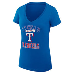 Texas Rangers G-III 4Her by Carl Banks Women's Super-Slim Fit Lightweight Team Logo Graphic V-Neck T-Shirt - MLB
