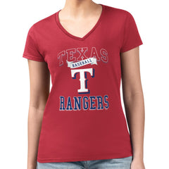 Texas Rangers G-III 4Her by Carl Banks Women's Super-Slim Fit Lightweight Team Logo Graphic V-Neck T-Shirt - MLB