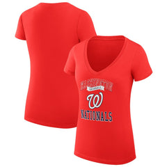Washington Nationals G-III 4Her by Carl Banks Women's Super-Slim Fit Lightweight Team Logo Graphic V-Neck T-Shirt - MLB