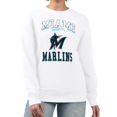 Miami Marlins G-III 4Her by Carl Banks Women's Team Logo Graphic Tri-Blend Fleece Pullover Sweatshirt - MLB
