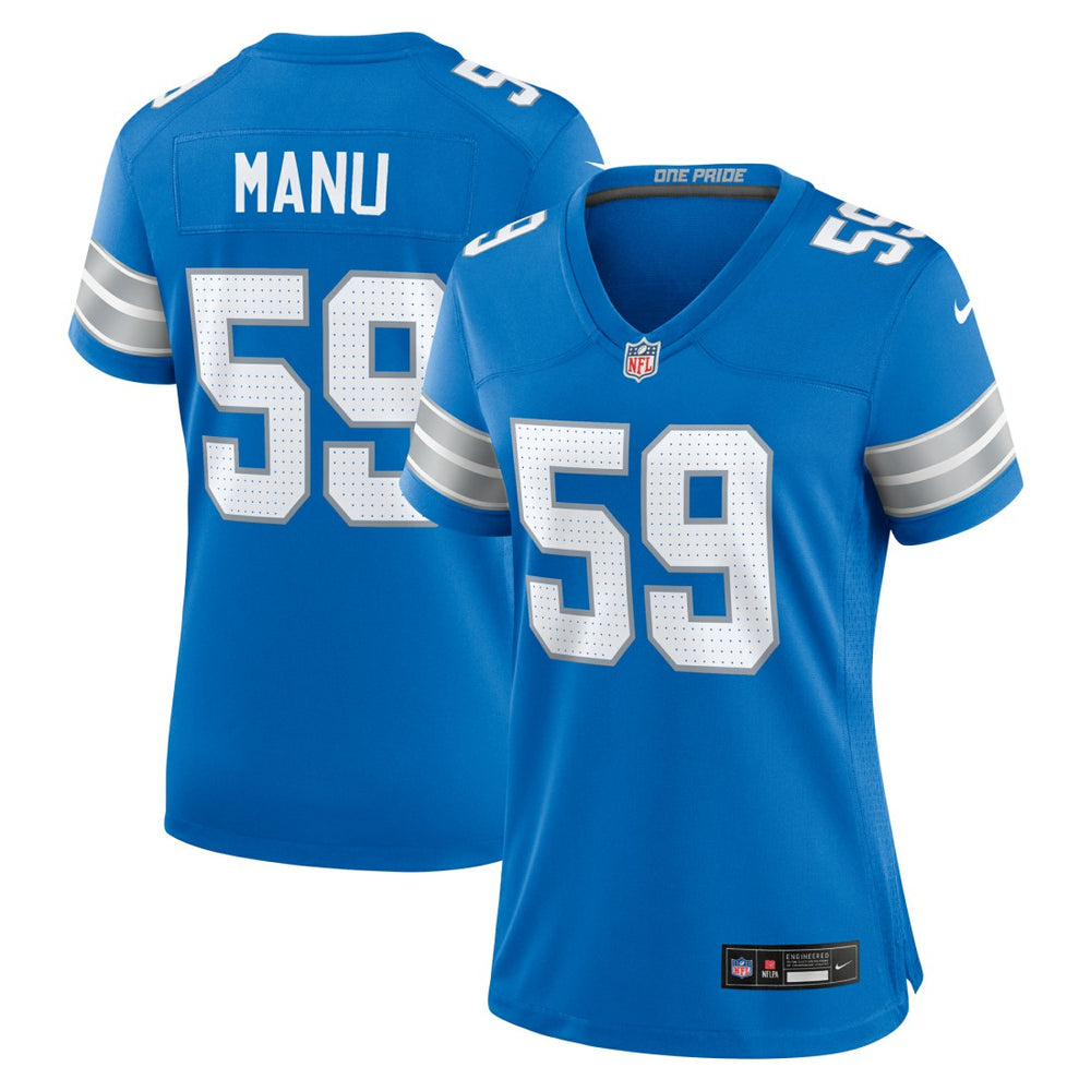 Giovanni Manu Detroit Lions Women's Team Game Jersey Blue | Nike for Sale