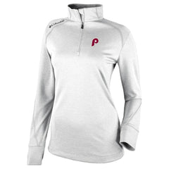 Philadelphia Phillies Columbia Women's Cooperstown Collection Shotgun 2.0 Omni-Wick Quarter-Zip Top - White Tops - MLB