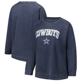 Dallas Cowboys Profile Women's Plus Size Acid Wash Raglan Sweatshirt Navy | NFL
