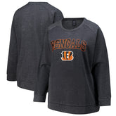 Cincinnati Bengals Profile Women's Plus Size Acid Wash Raglan Sweatshirt Charcoal | NFL